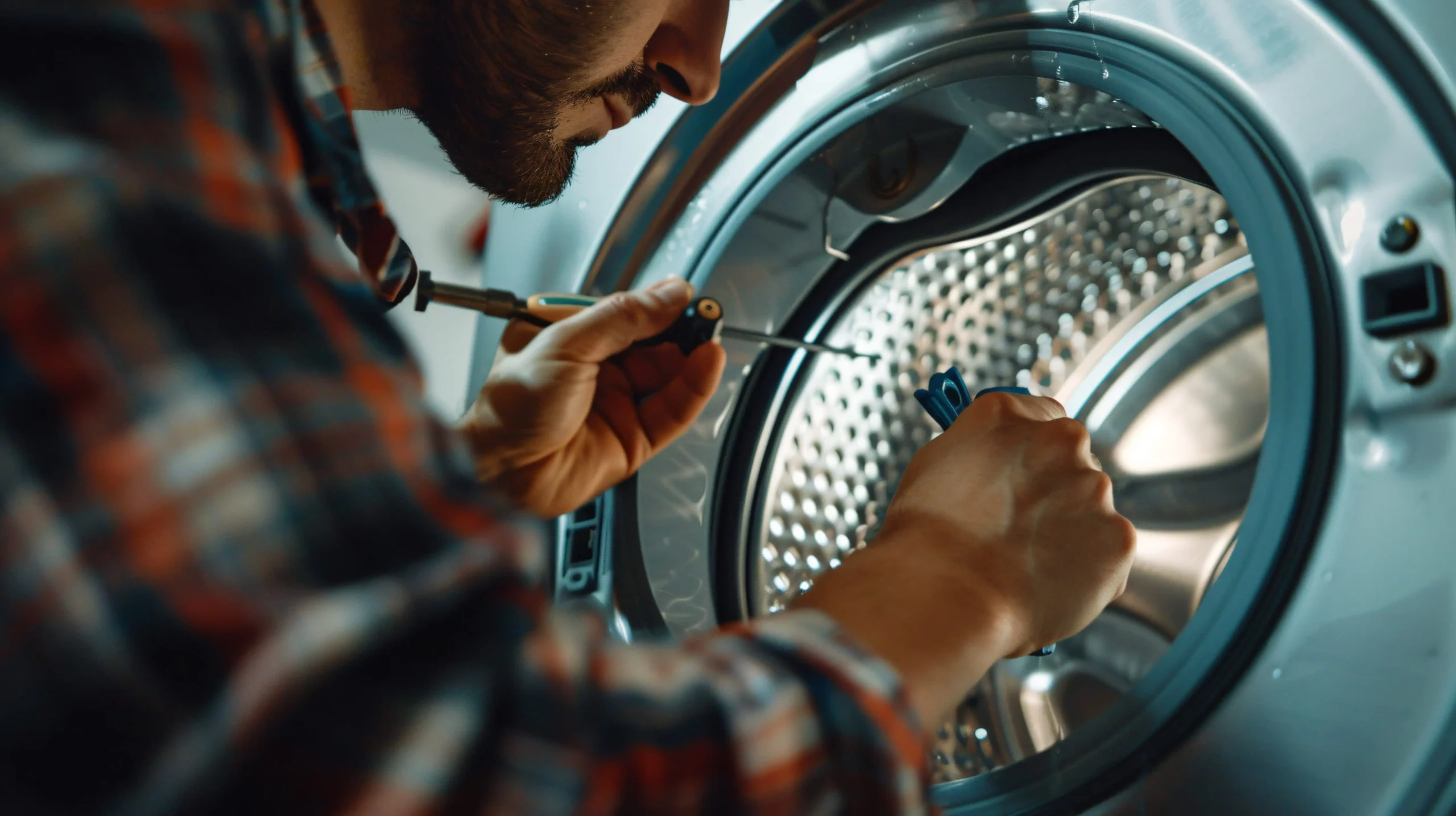 Technician repairing fridge